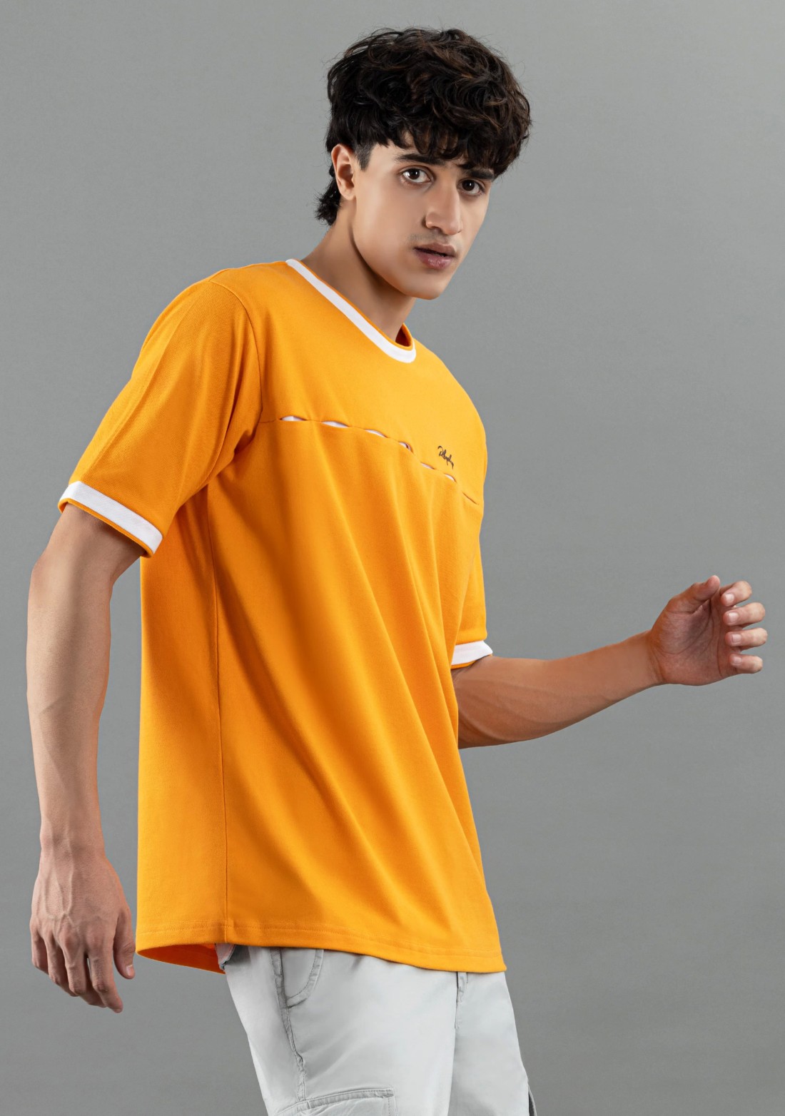 Orange regular fit rhysley Men's crew neck t-shirt