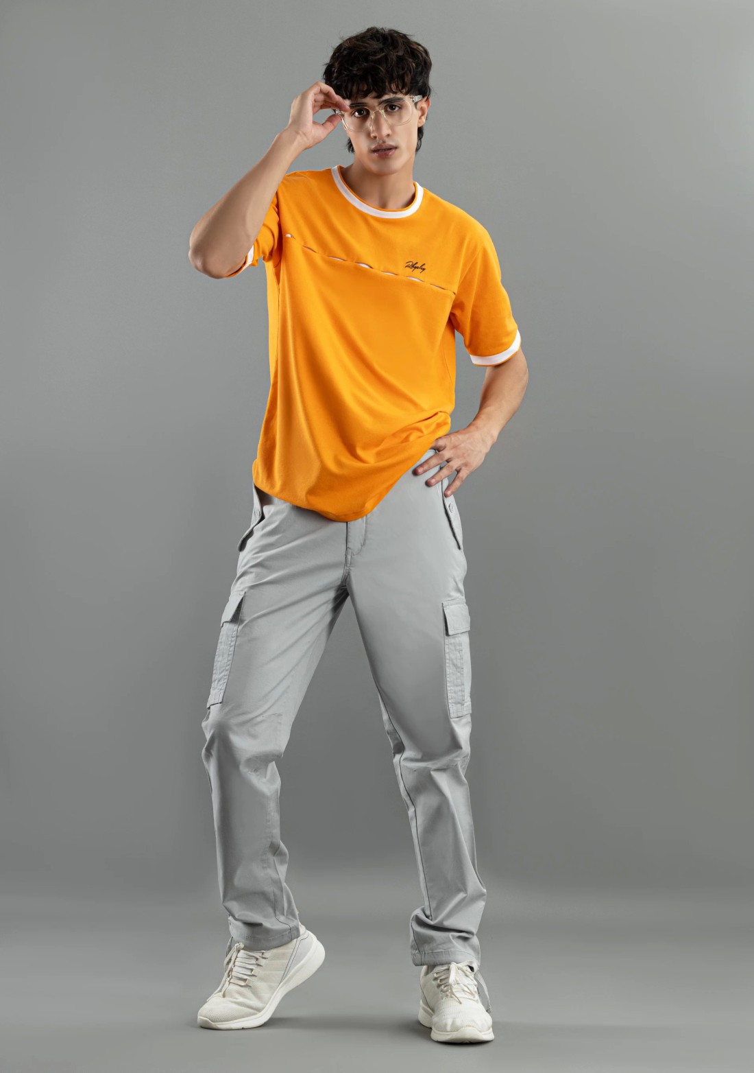 Orange regular fit rhysley Men's crew neck t-shirt