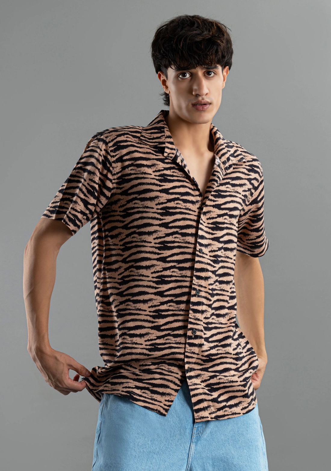 Leopard Print Regular Fit Rhysley Men's Cotton Shirt