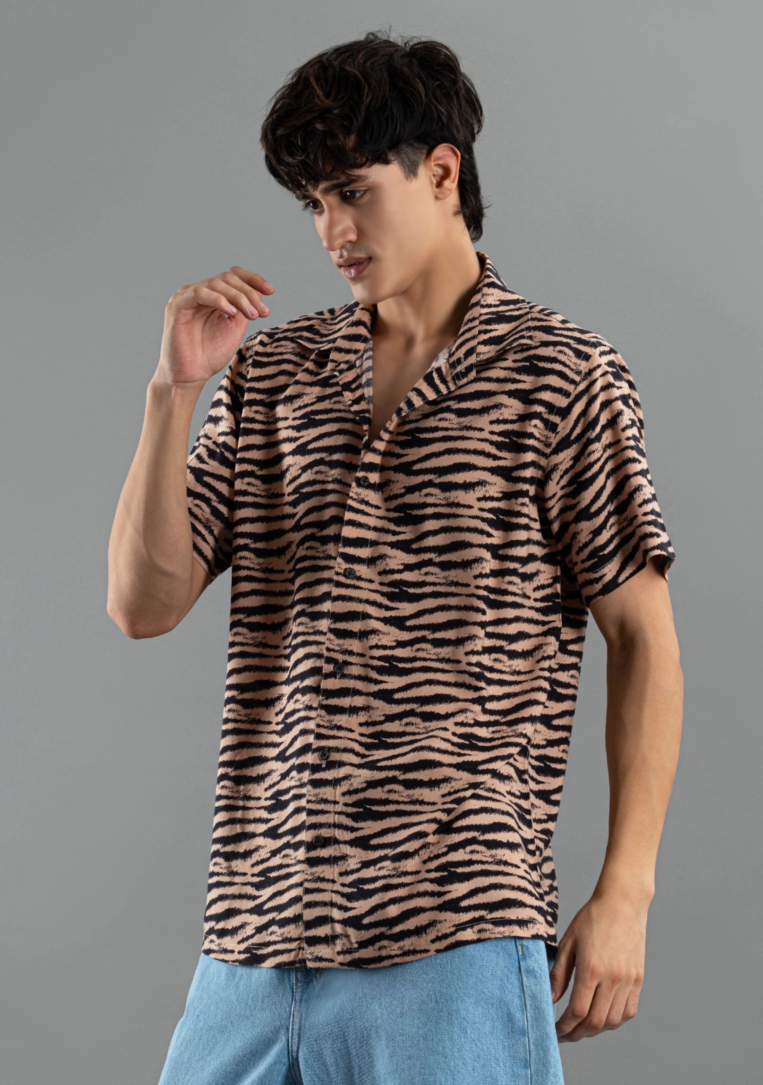 Leopard Print Regular Fit Rhysley Men's Cotton Shirt