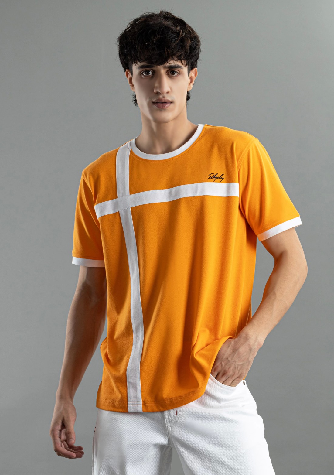 Orange regular Fit Rhysley Men's Crew Neck T-shirt