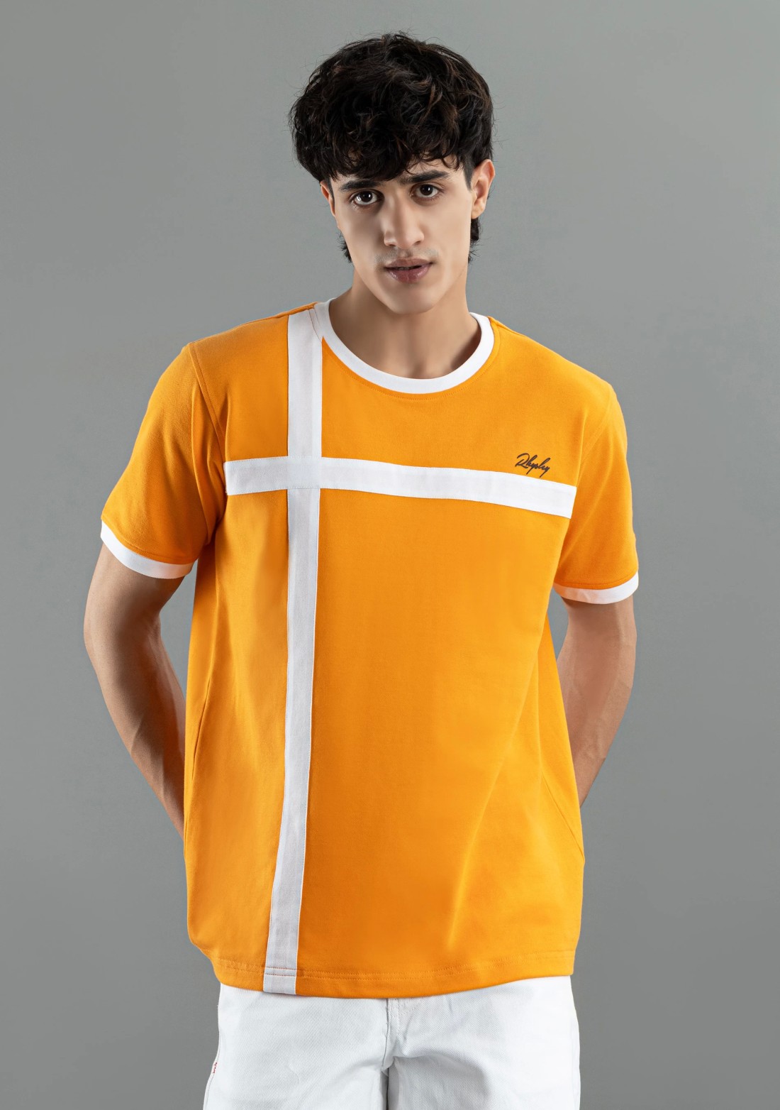 Orange regular Fit Rhysley Men's Crew Neck T-shirt