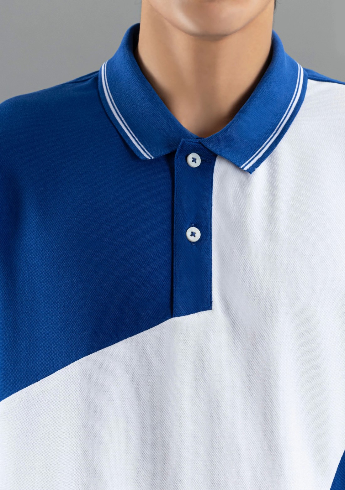 Blue and White Regular Fit Rhysley Men's Polo T-shirt