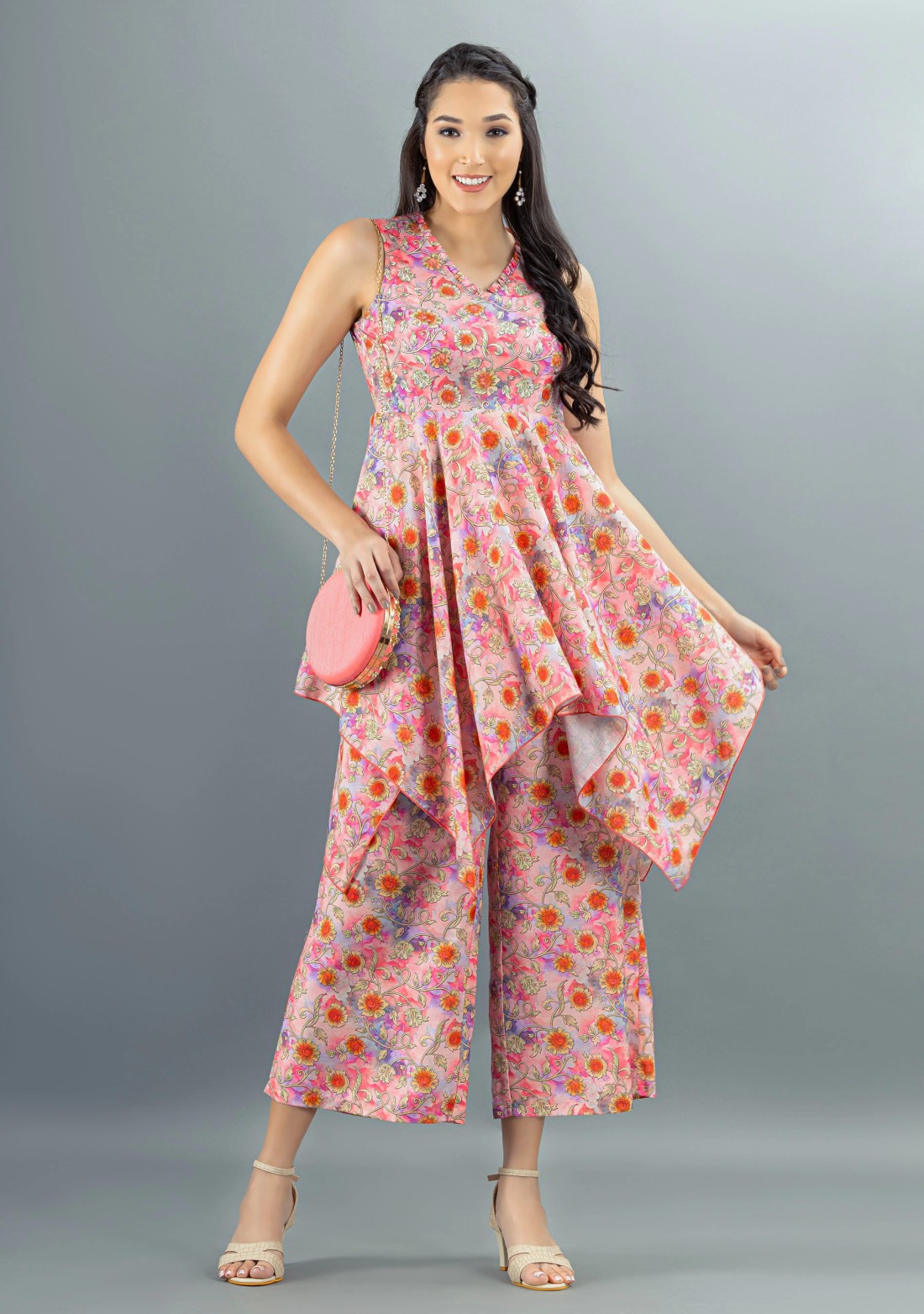 Multi-Colour Floral Printed Rayon Co-Ord Set