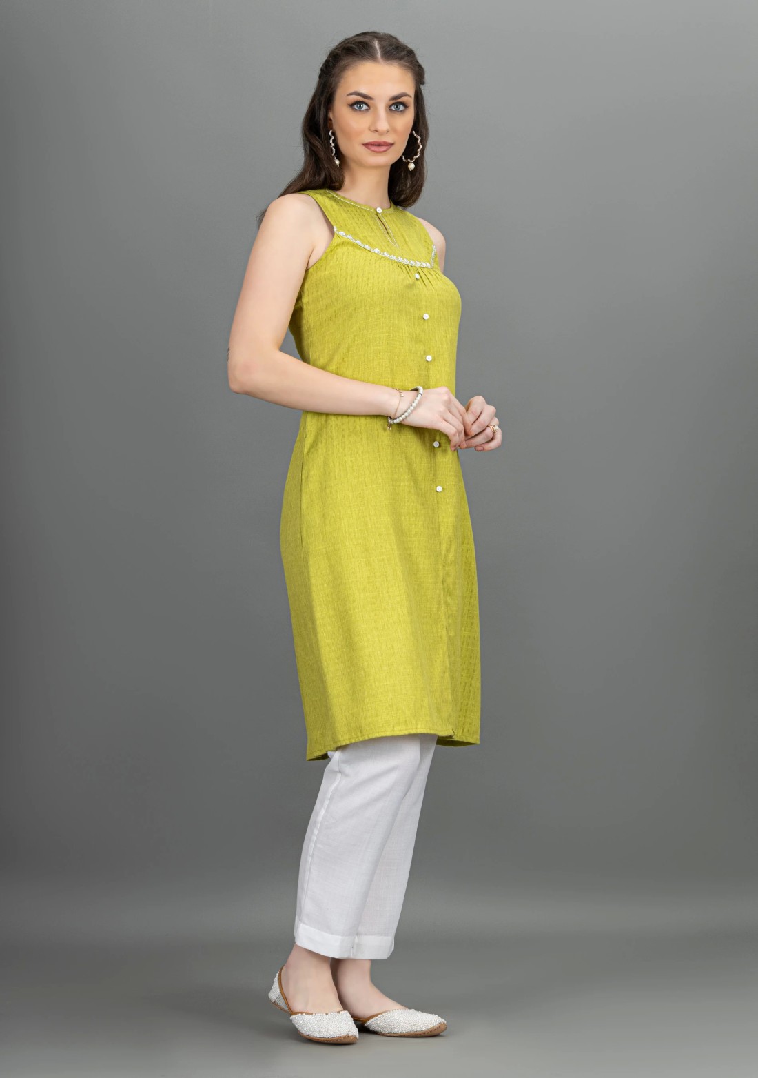 Green Rayon Dobby Straight Kurta