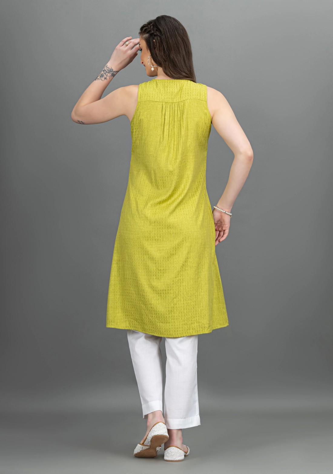 Green Rayon Dobby Straight Kurta