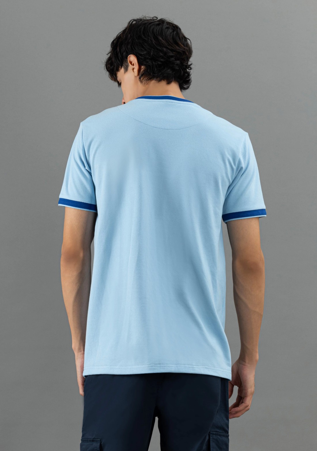 Powder Blue Regular Fit Rhysley Men's Crew neck T-shirt