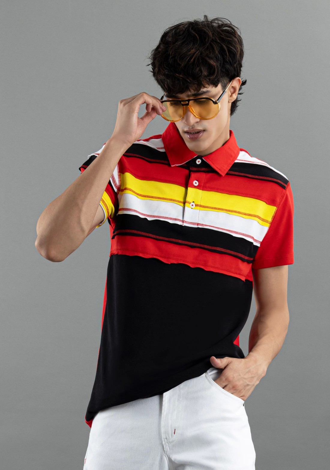 Red colour polo t shirt online