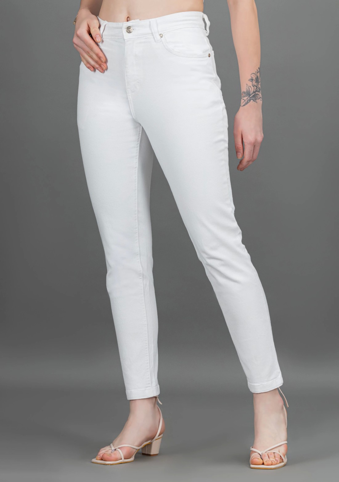 White Slim Fit High Rise Rhysley Women's Jeans