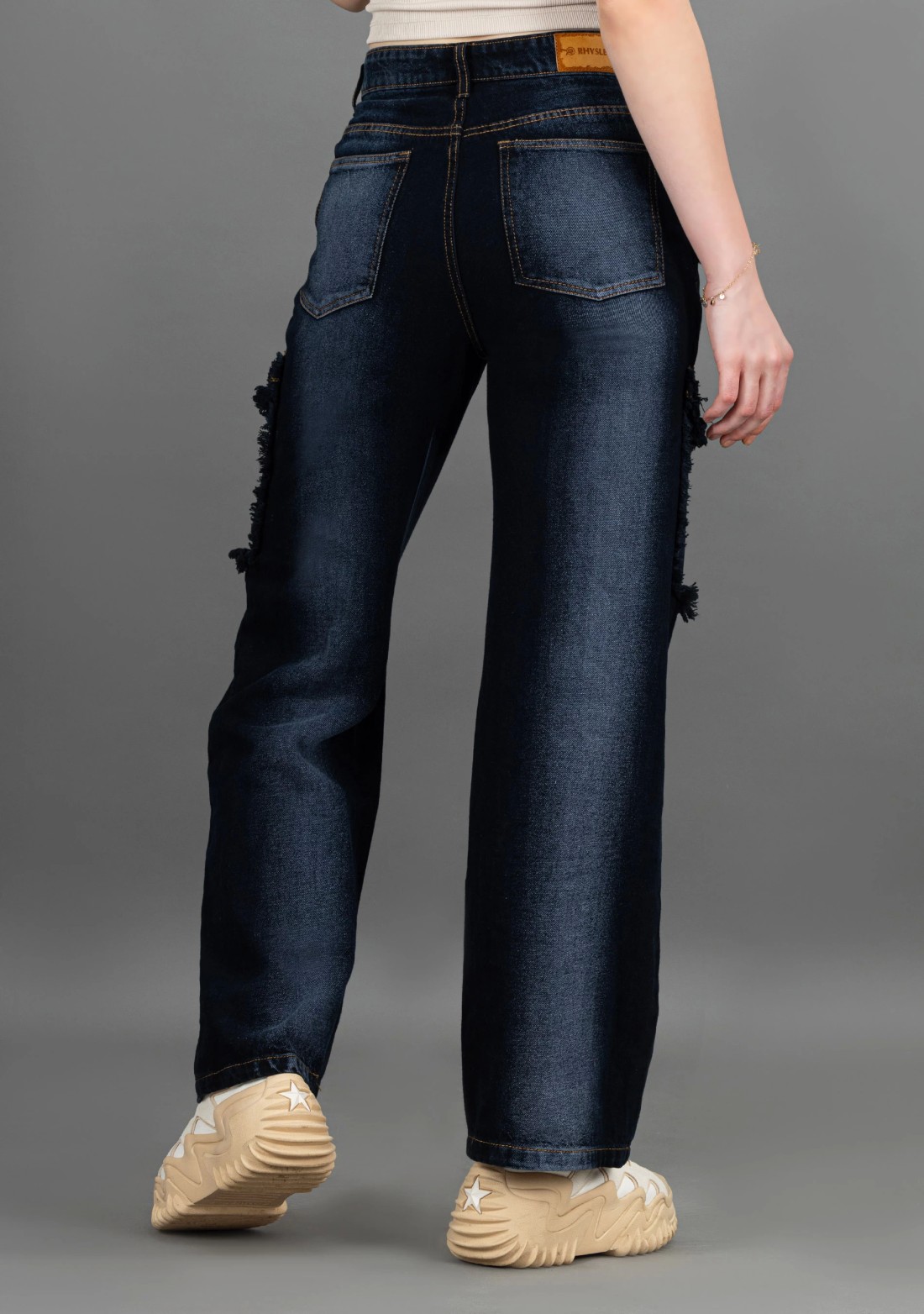 Bluish Grey Wide Leg Rhysley Women's Fashion Jeans