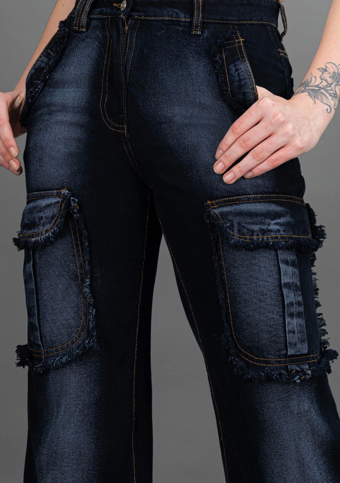 Bluish Grey Wide Leg Rhysley Women's Fashion Jeans