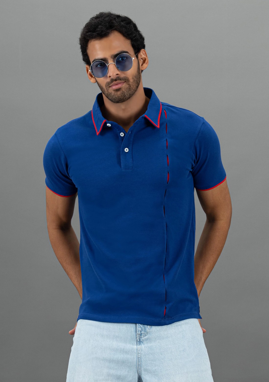 Blue Regular Fit Rhysley Men's Fashion Polo T-Shirt