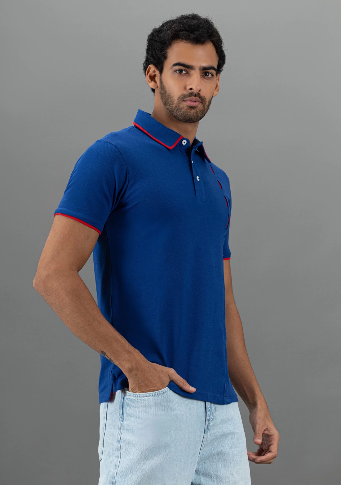 Blue Regular Fit Rhysley Men's Fashion Polo T-Shirt