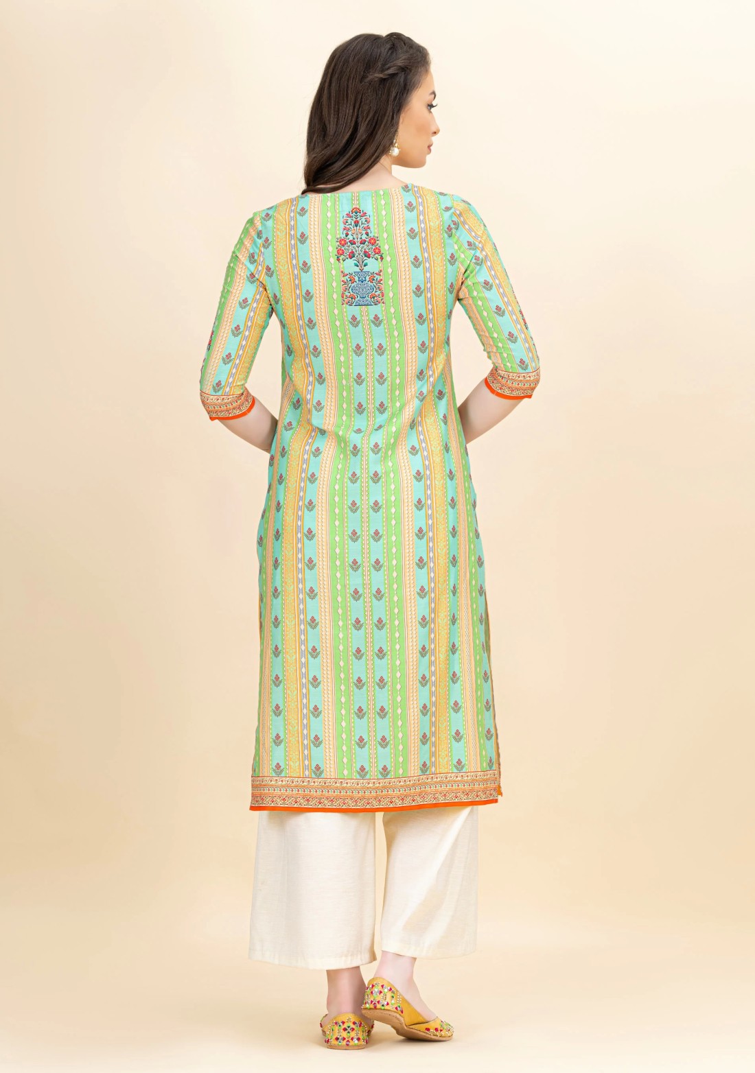 Multi-Colour Ethnic Motif Print Rayon Kurta