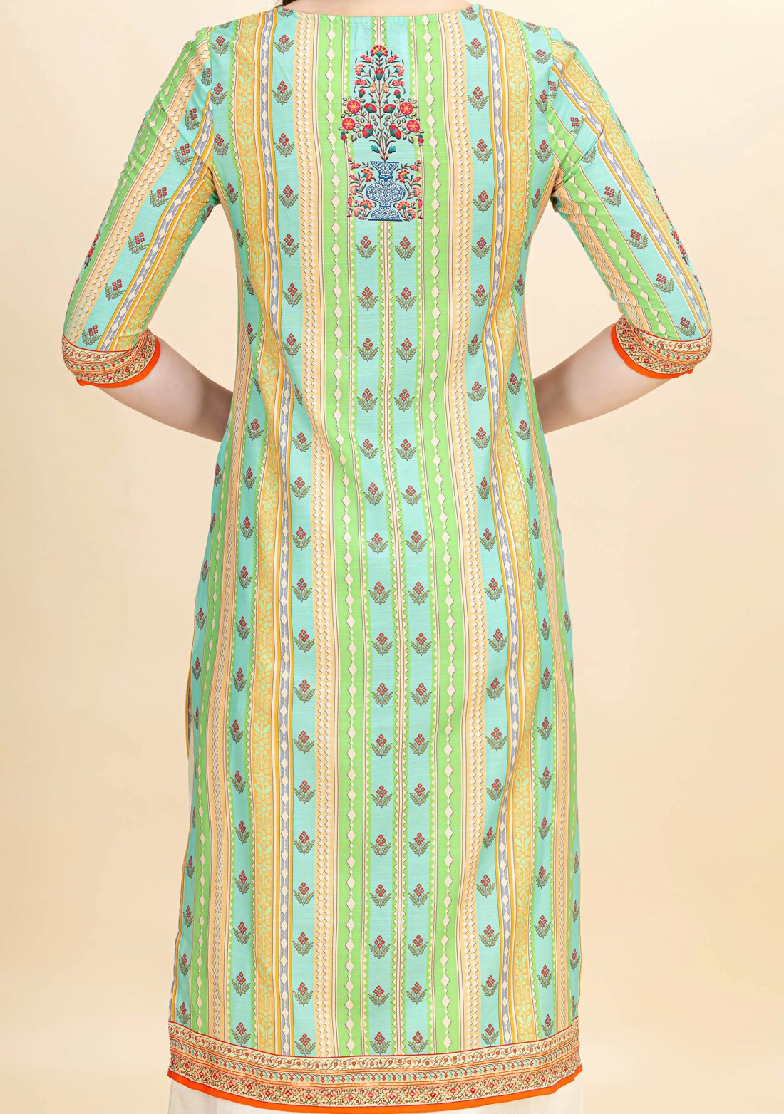 Multi-Colour Ethnic Motif Print Rayon Kurta