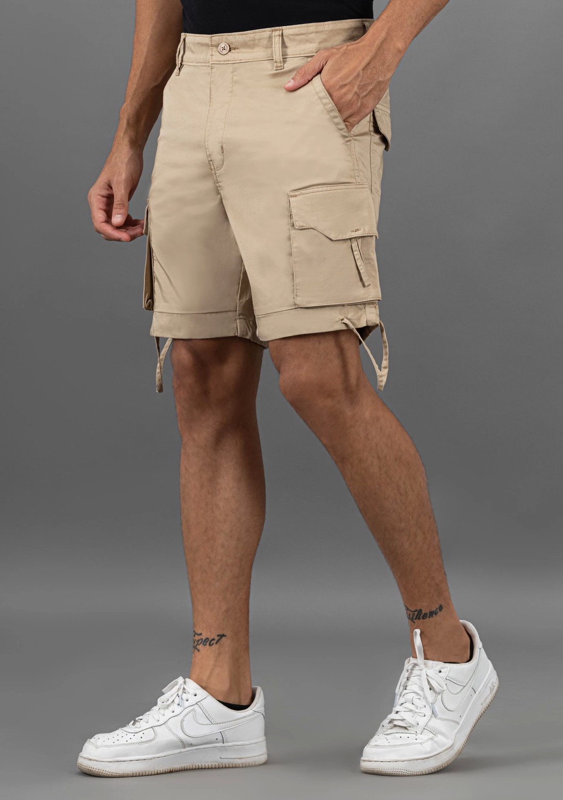 Khaki Regular Fit Rhysley Men's Cargo Style Shorts