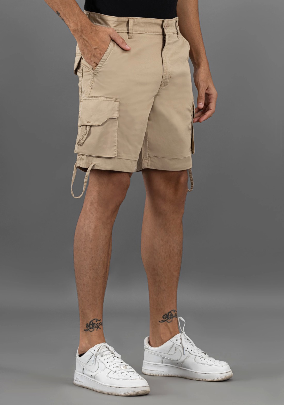 Khaki Regular Fit Rhysley Men's Cargo Style Shorts