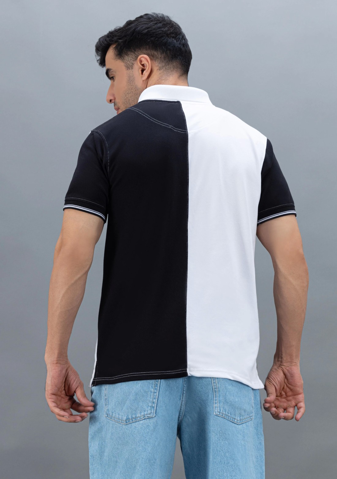 Black & White Regular Fit Rhysley Men's Polo T-Shirt