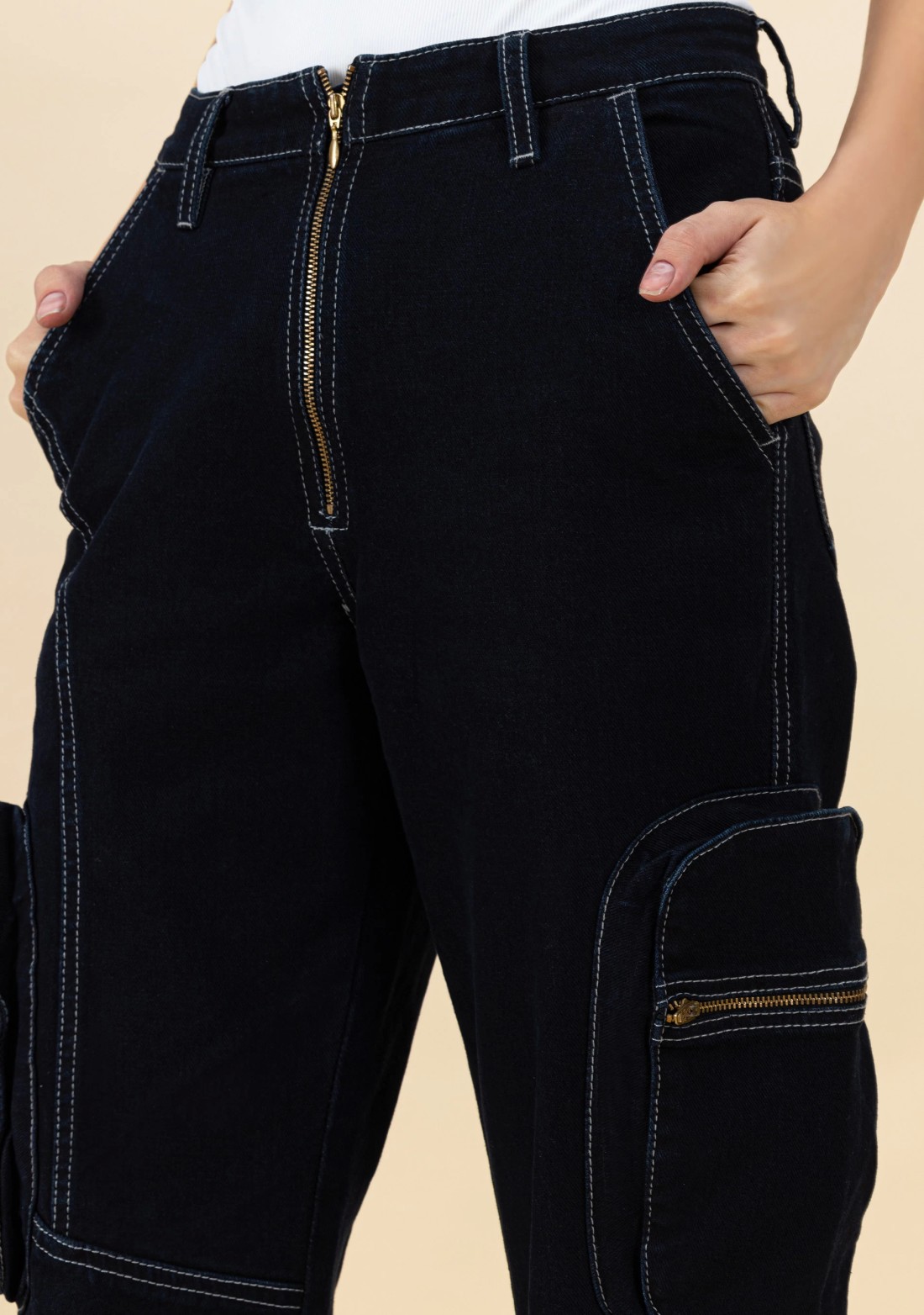 Dark Blue Wide Leg High Rise Rhysley Women's Fashion Jeans