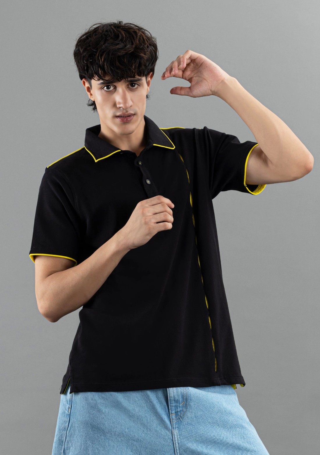 Black Regular Fit Rhysley Men's Fashion Polo T-Shirt