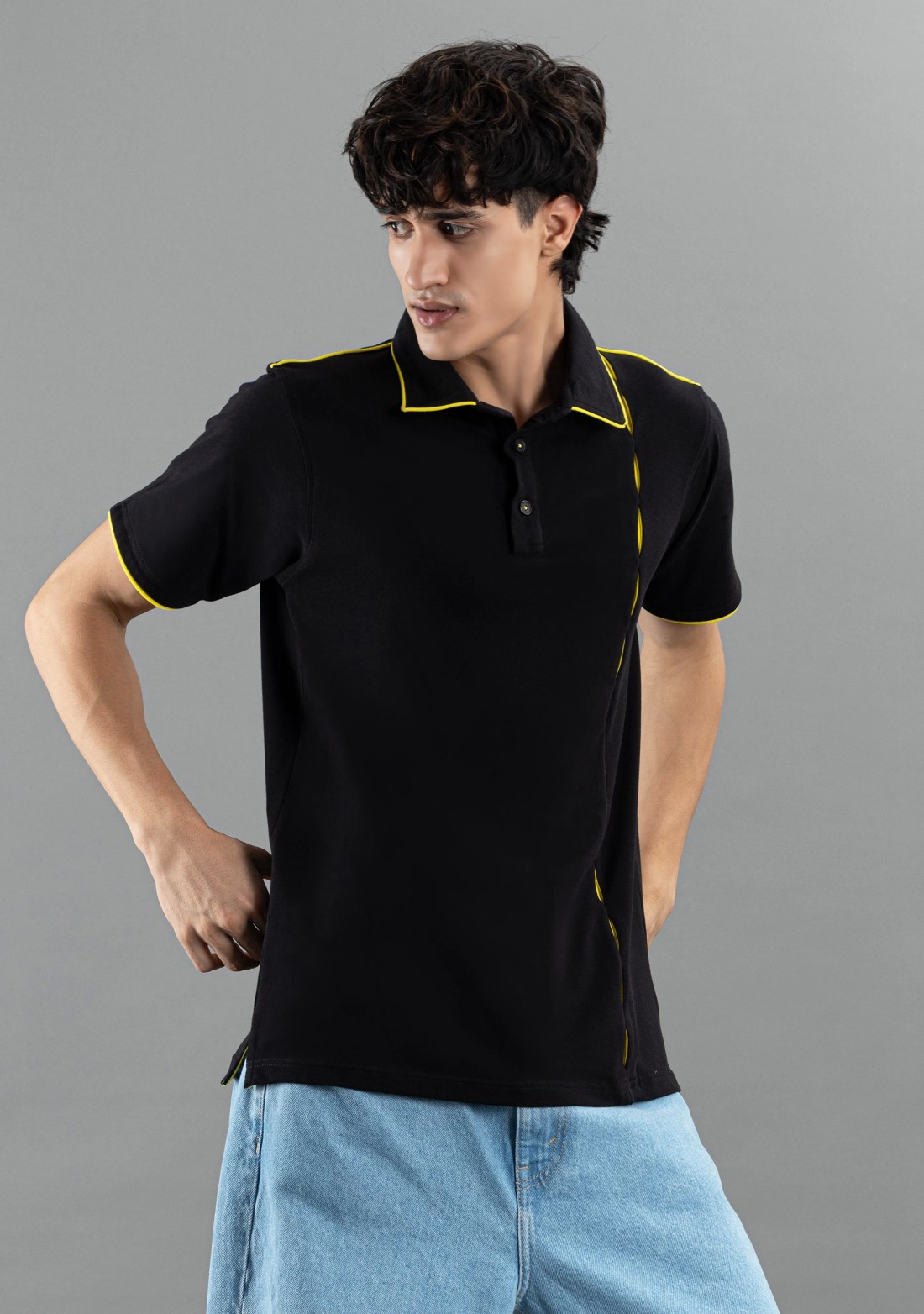 Black Regular Fit Rhysley Men's Fashion Polo T-Shirt