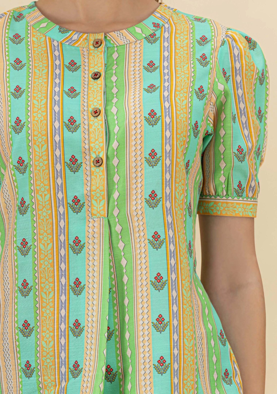 Multi Colour Ethnic Motif Print Rayon Top