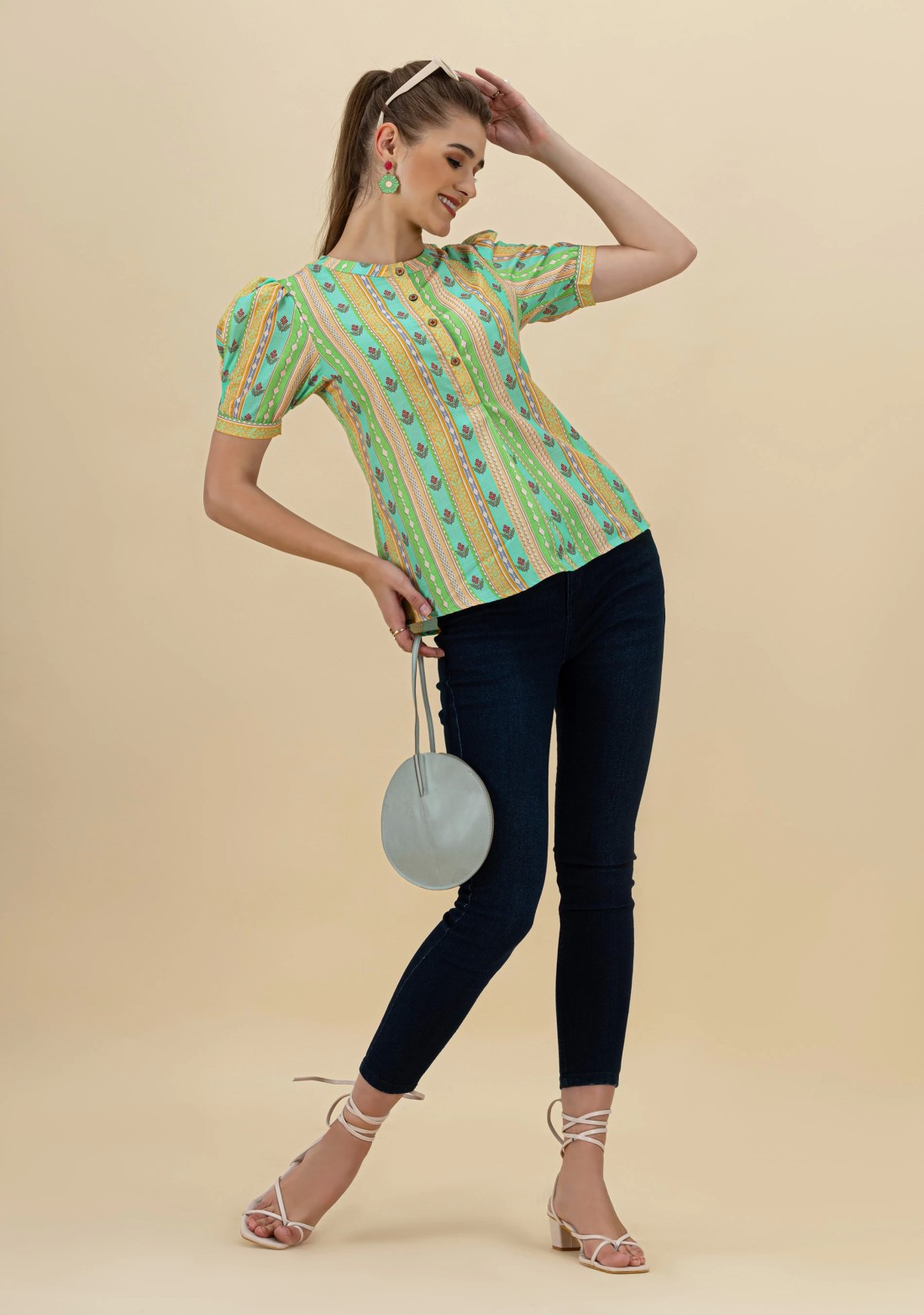 Multi Colour Ethnic Motif Print Rayon Top