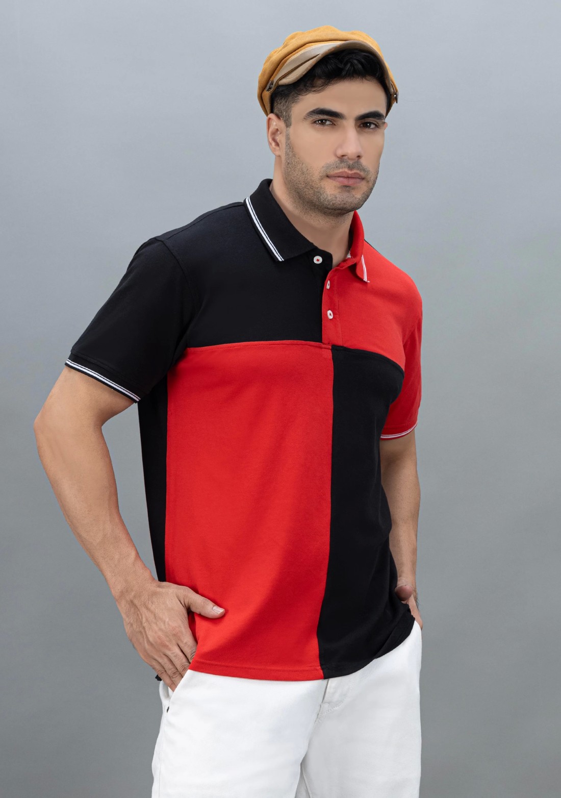 Red and black Regular Fit Rhysley Men's Polo T-shirt