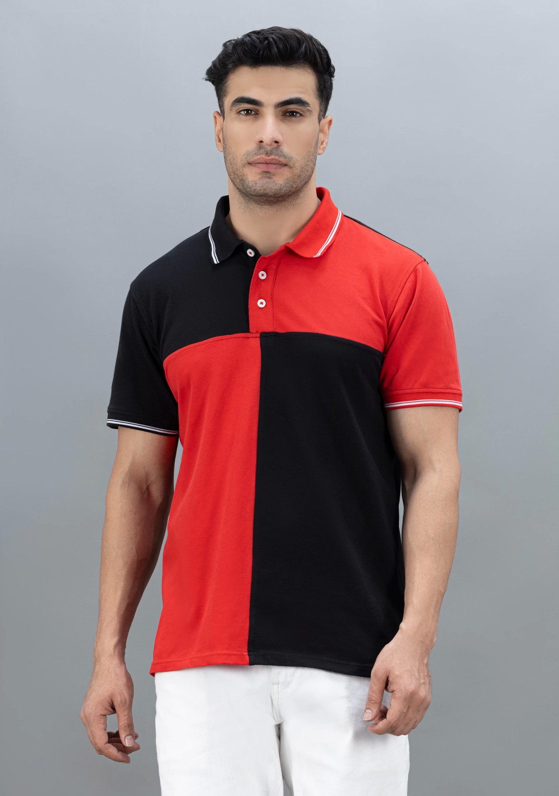 Red and black Regular Fit Rhysley Men's Polo T-shirt