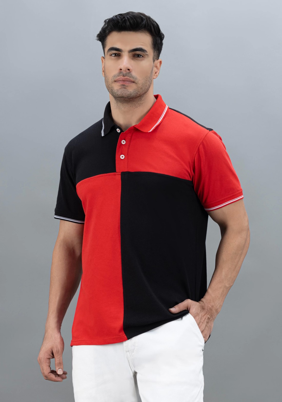 Red and black Regular Fit Rhysley Men's Polo T-shirt