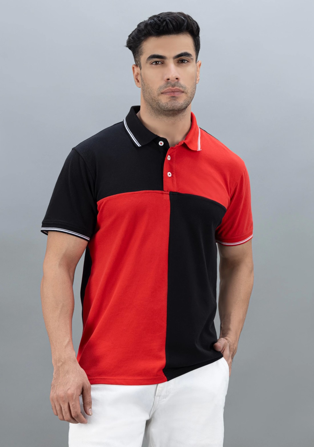 Red and black Regular Fit Rhysley Men's Polo T-shirt