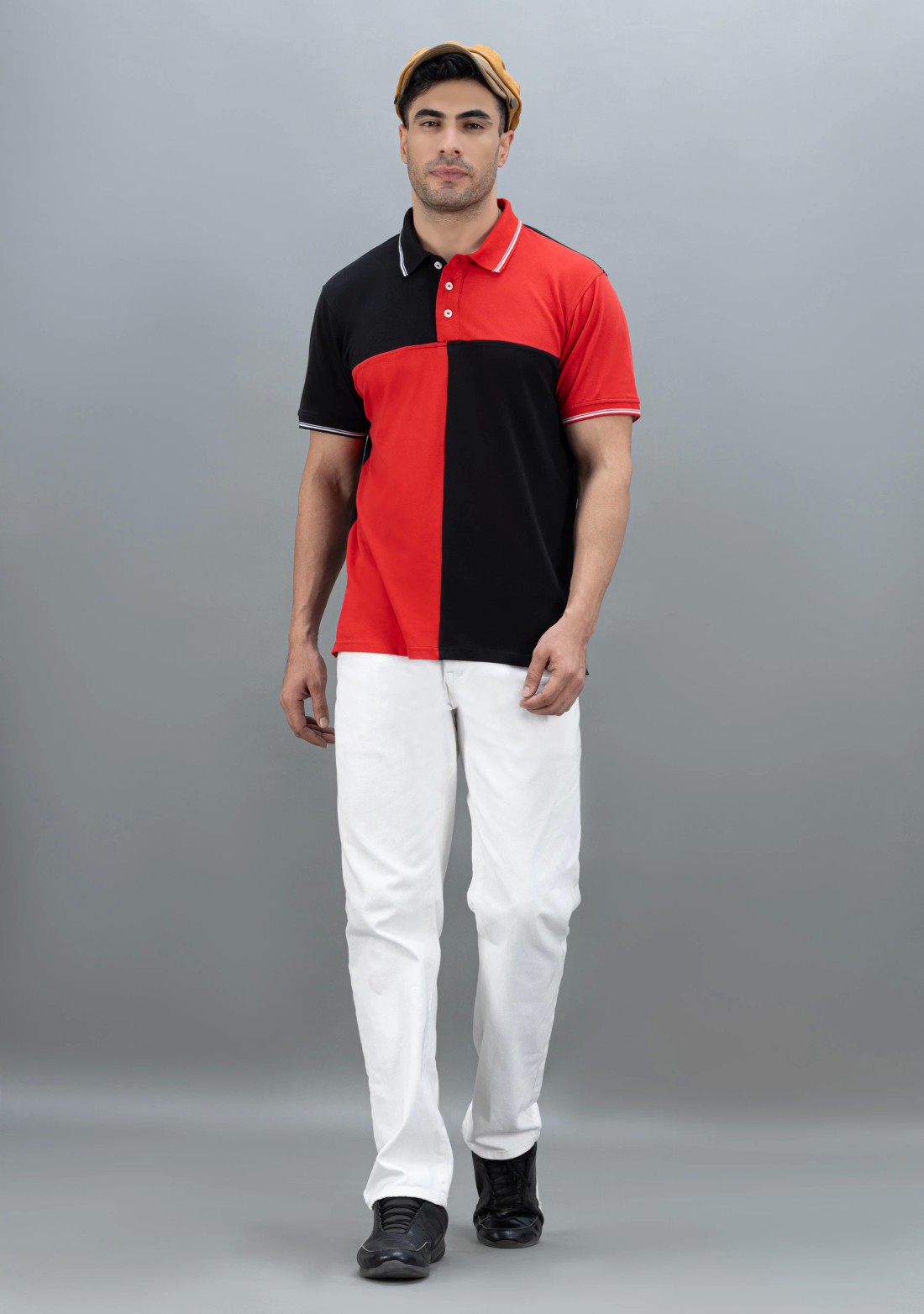 Red and black Regular Fit Rhysley Men's Polo T-shirt