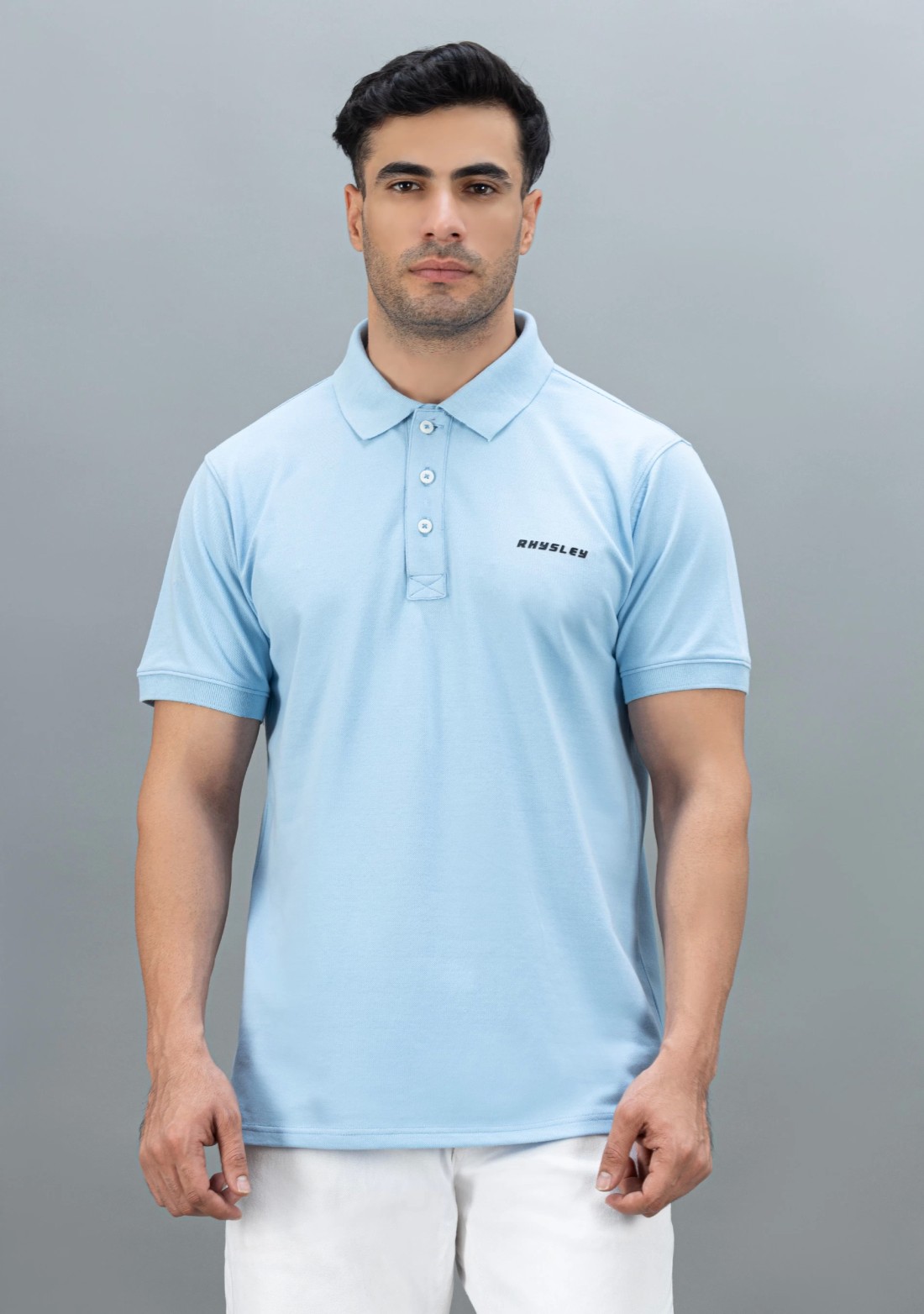 Powder blue Regular Fit Rhysley Men's Polo T-Shirt