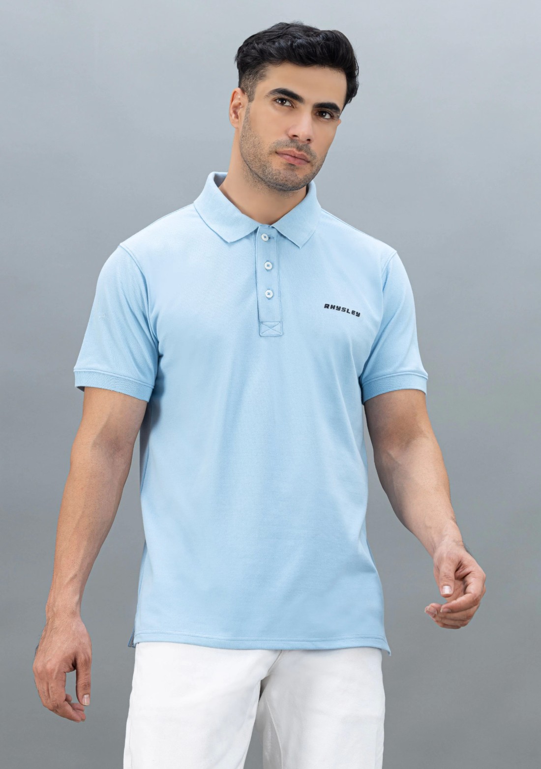 Powder blue Regular Fit Rhysley Men's Polo T-Shirt