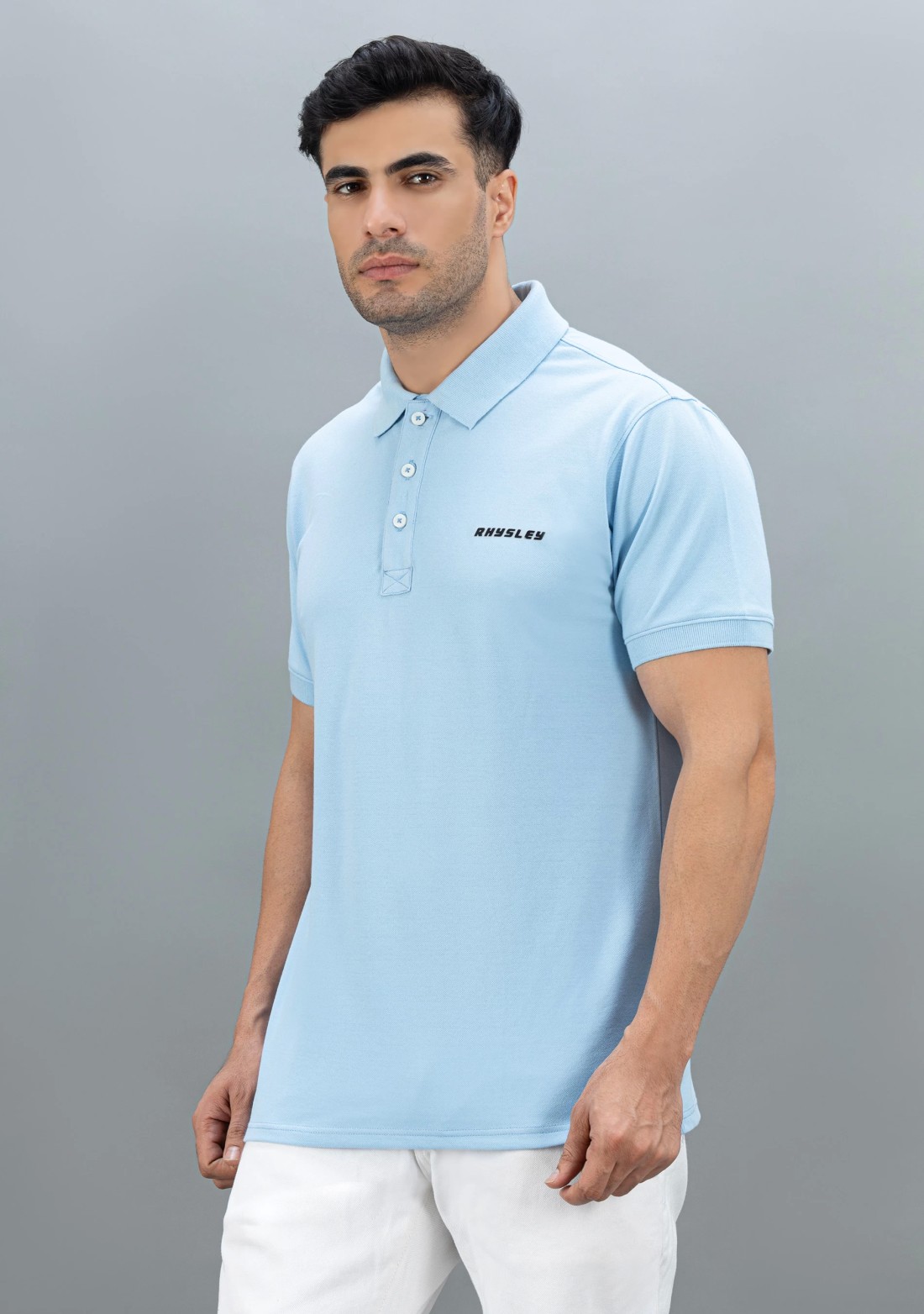 Powder blue Regular Fit Rhysley Men's Polo T-Shirt