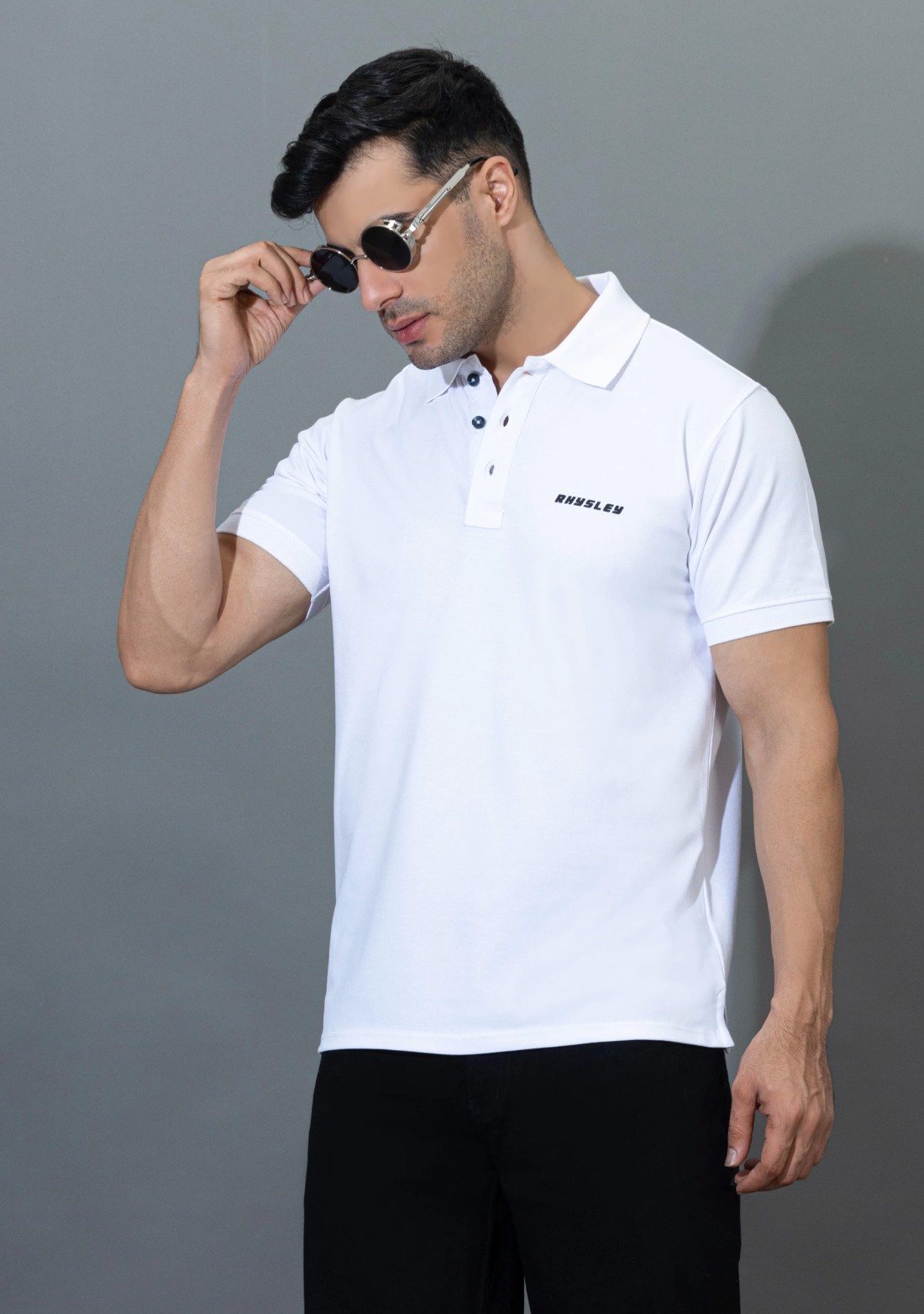 White Regular Fit Rhysley Men's Polo T-Shirt