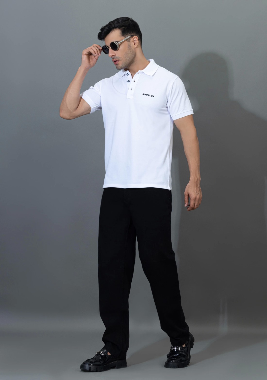 White Regular Fit Rhysley Men's Polo T-Shirt