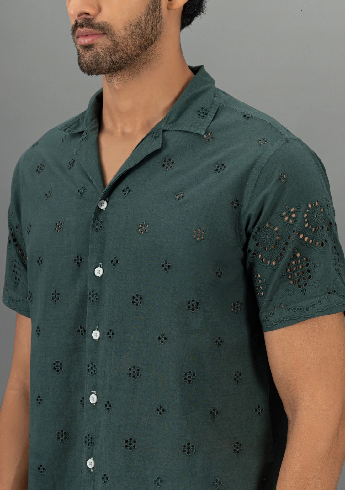 Hunter green Regular Fit Men's Rhysley Cotton  Shirt