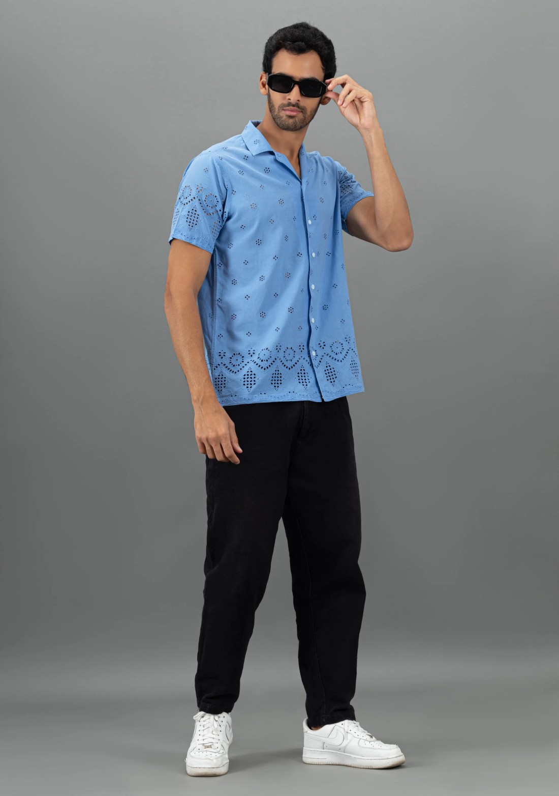 Powder blue Regular Fit Men's Rhysley Cotton Shirt