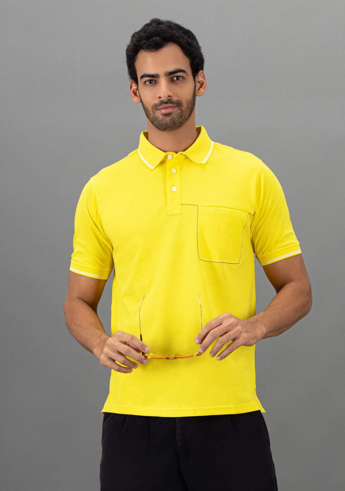 Yellow Regular Fit Rhysley Men's Polo T-Shirt