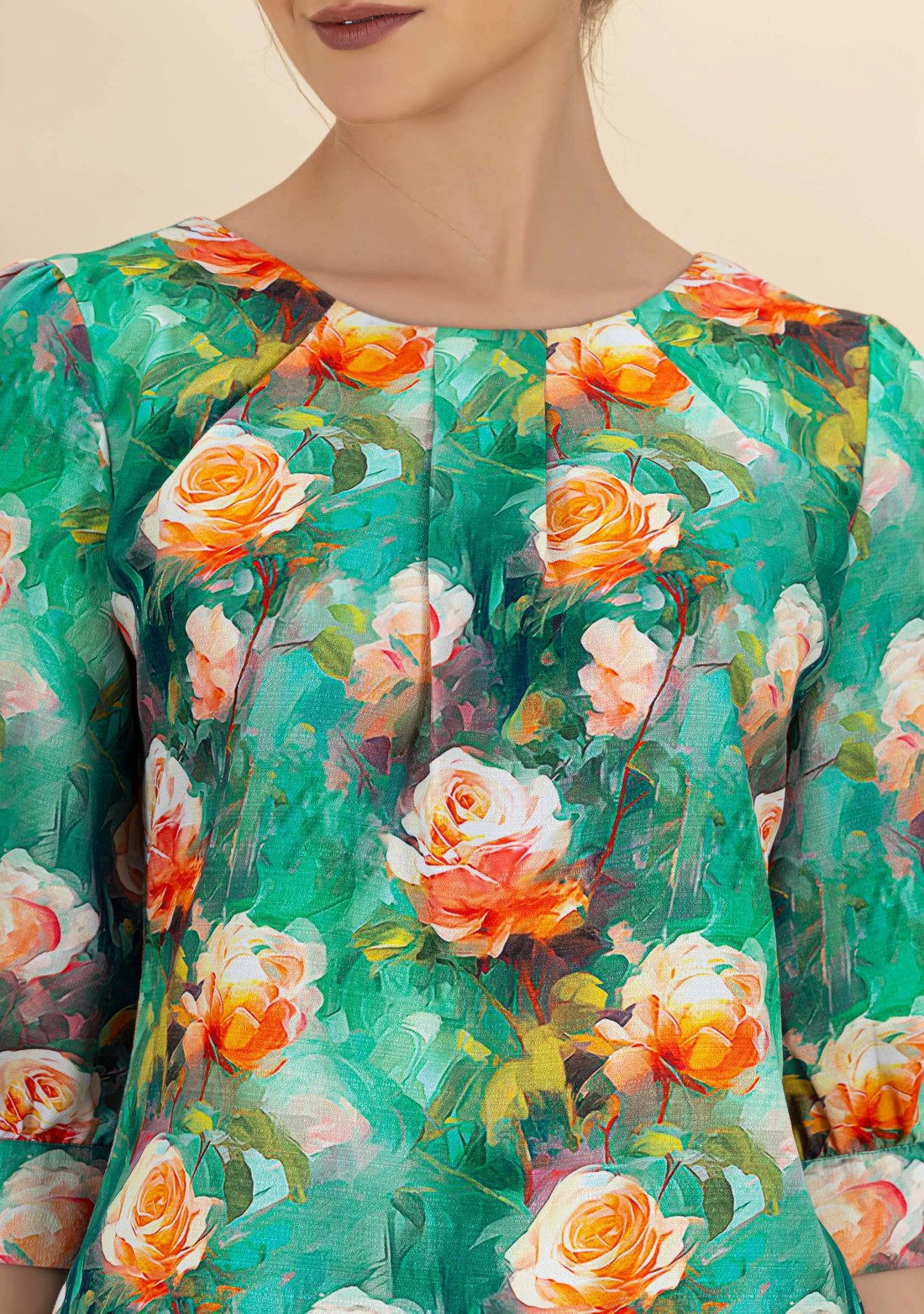 Multi Colour Rose Print Rayon Top