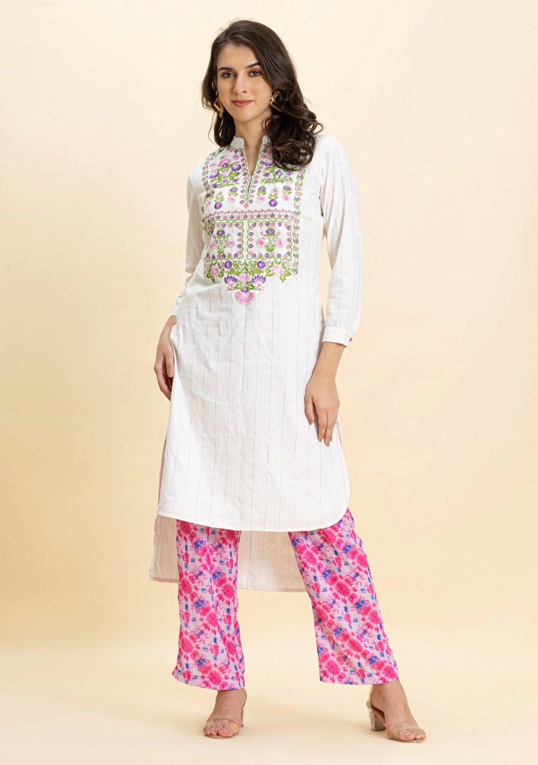 Pink Shibori Print Palazzo Pants