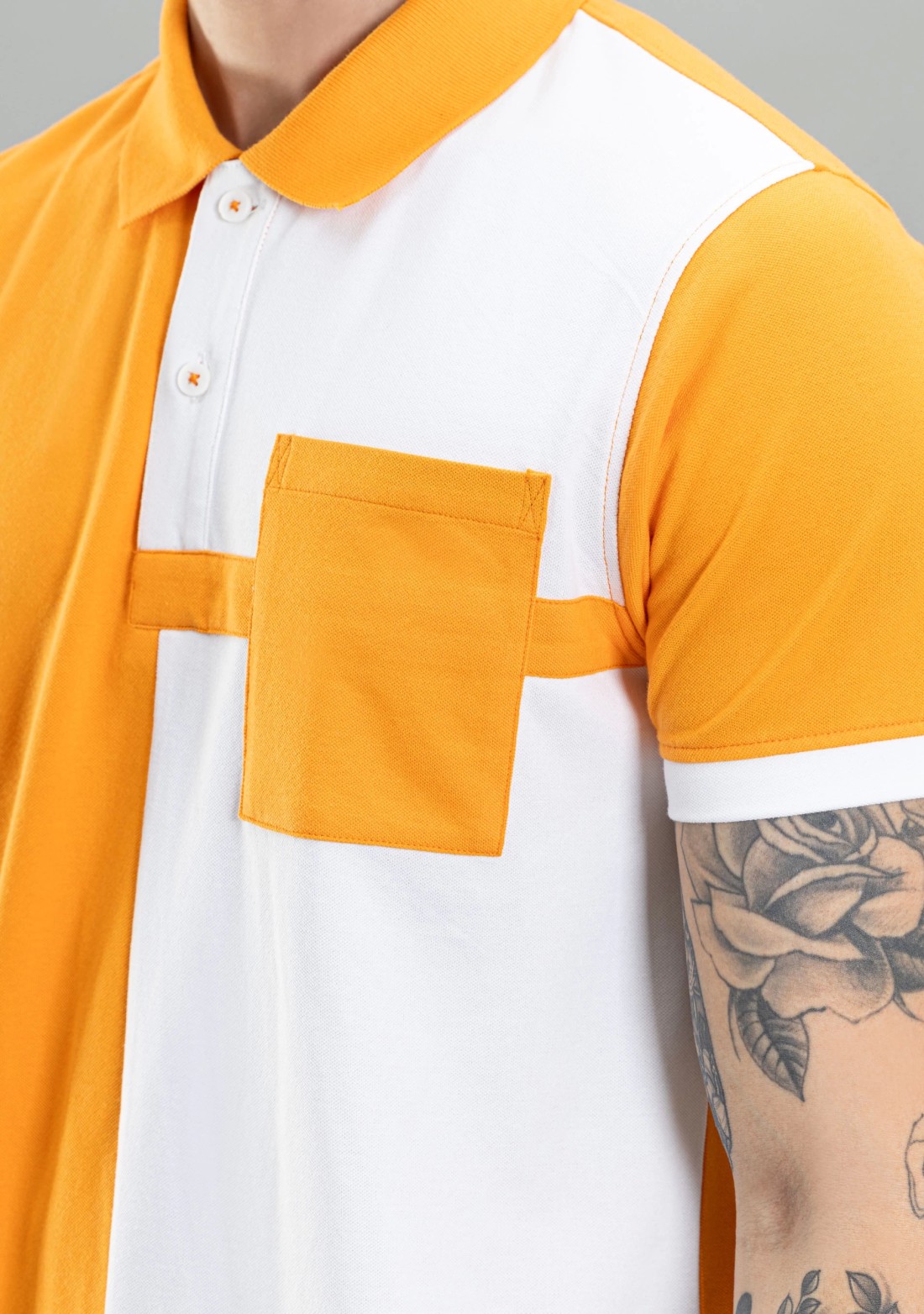 Orange and White Regular Fit Rhysley Men's Polo T-Shirt