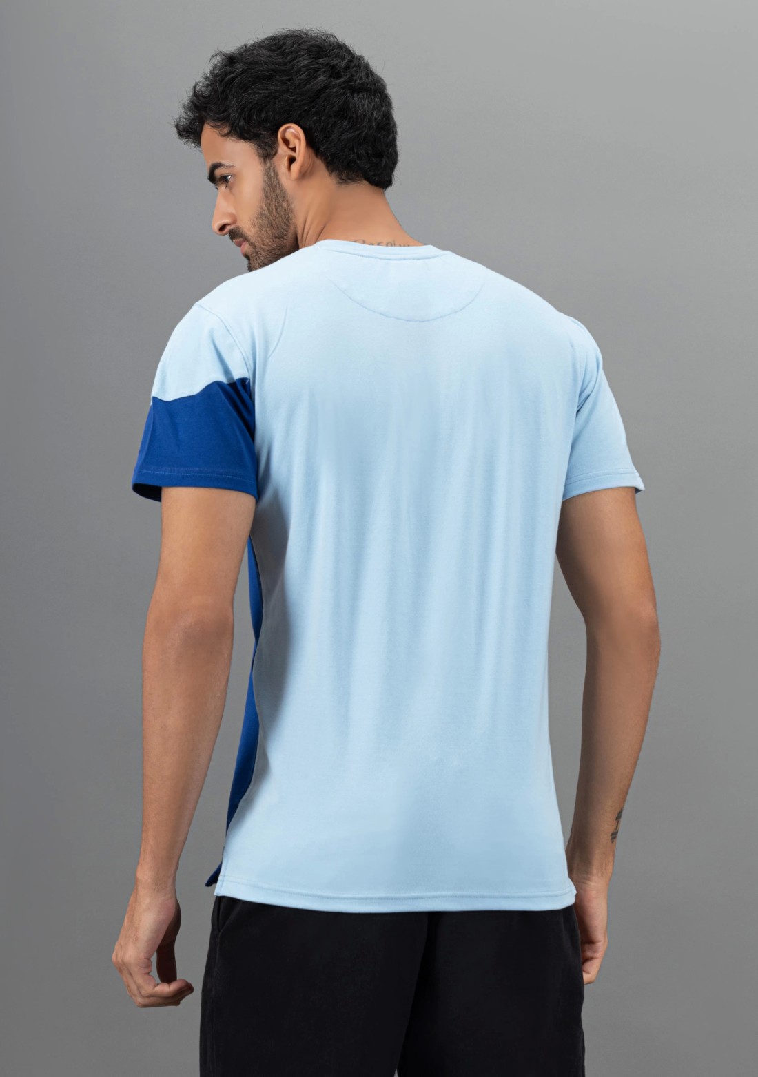 Blue Dual Shade regular Fit Rhysley Men's Crew Neck T-shirt