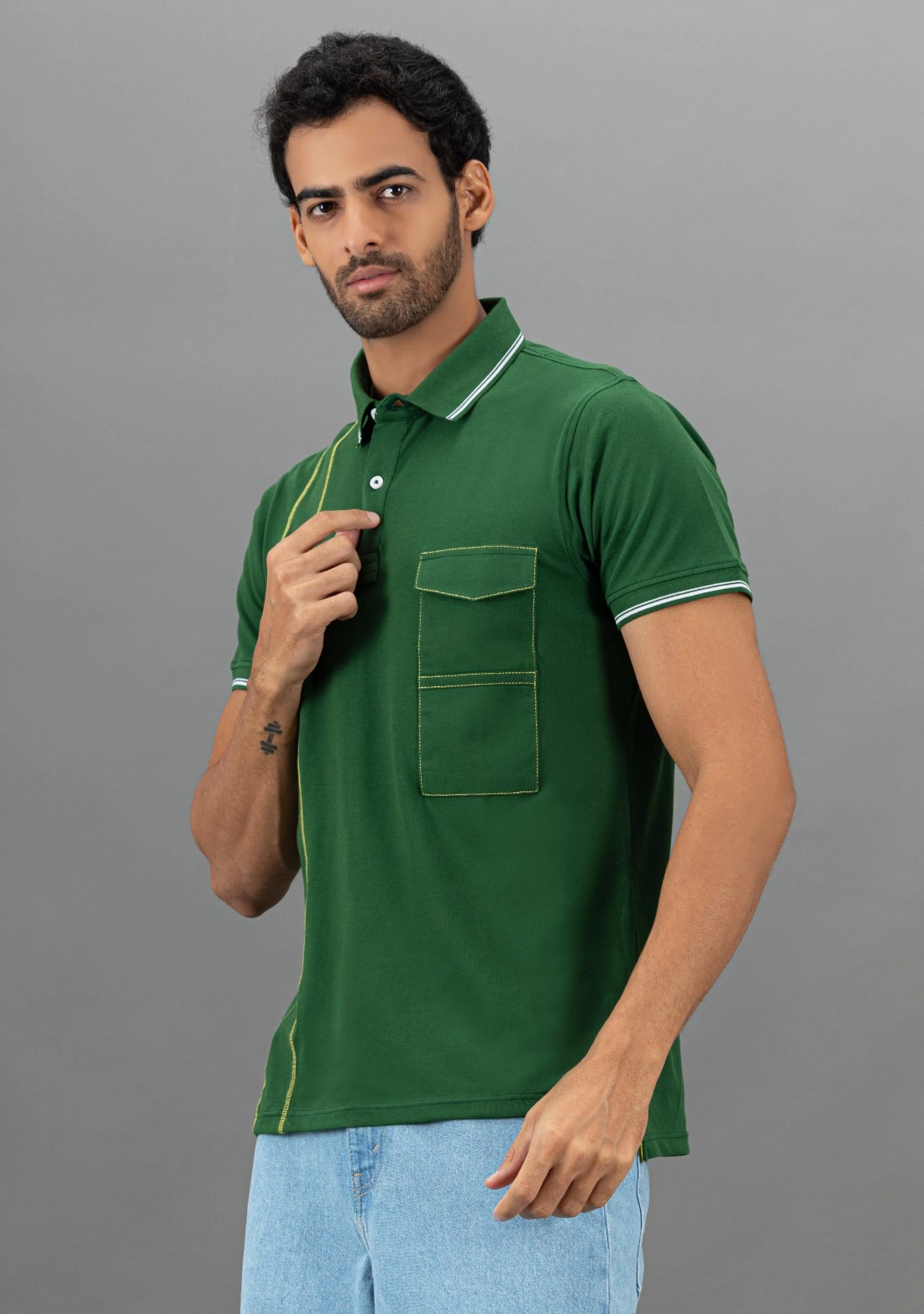 Green Regular Fit Rhysley Men's Polo T-Shirt