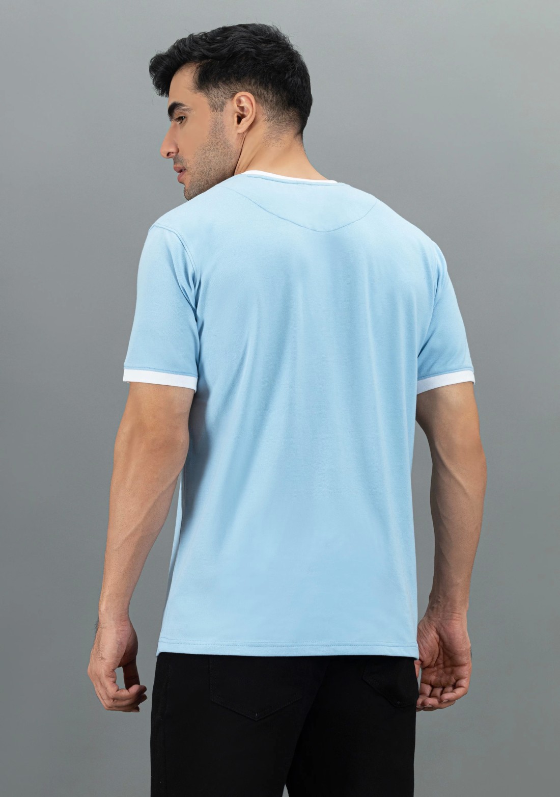 Powder blue Regular Fit Rhysley Men's Crew Neck T-Shirt