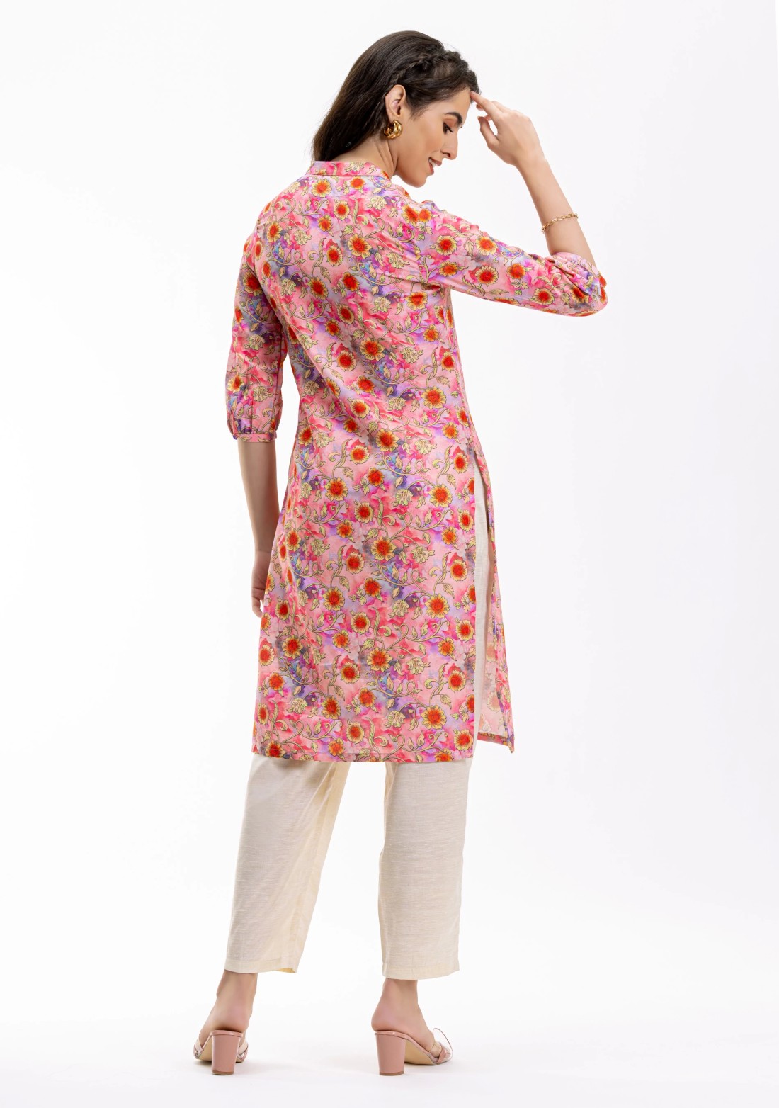 Multi-Colour Floral Printed Rayon Straight Kurta