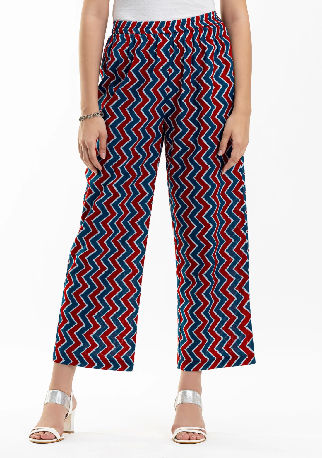 Chevron Print Cotton Palazzo Pants