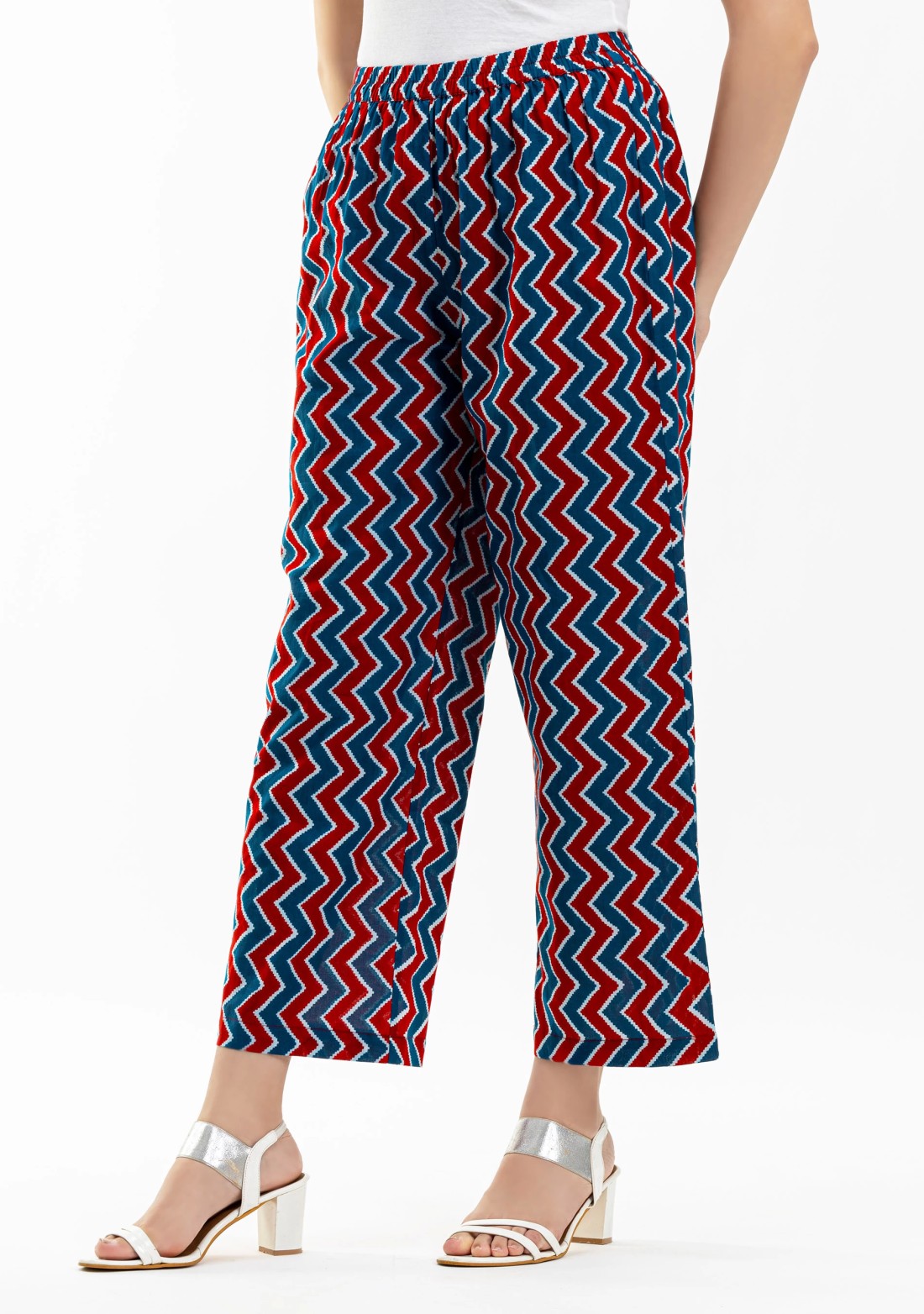 Chevron Print Cotton Palazzo Pants