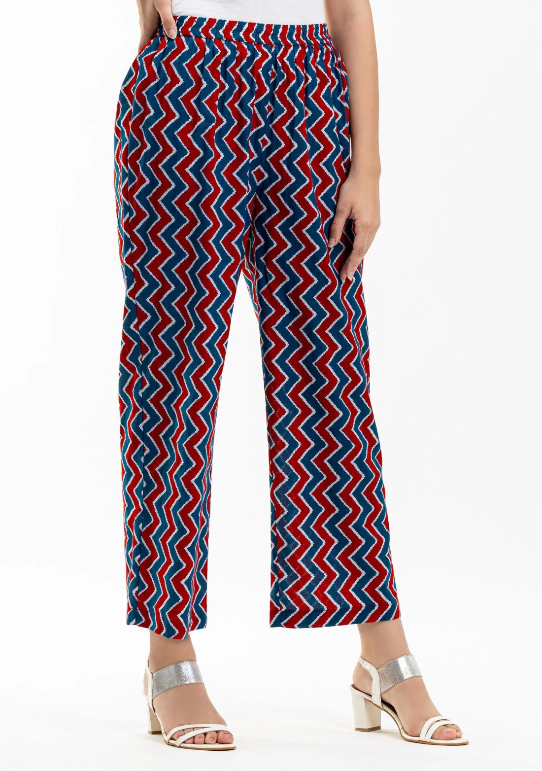 Chevron Print Cotton Palazzo Pants